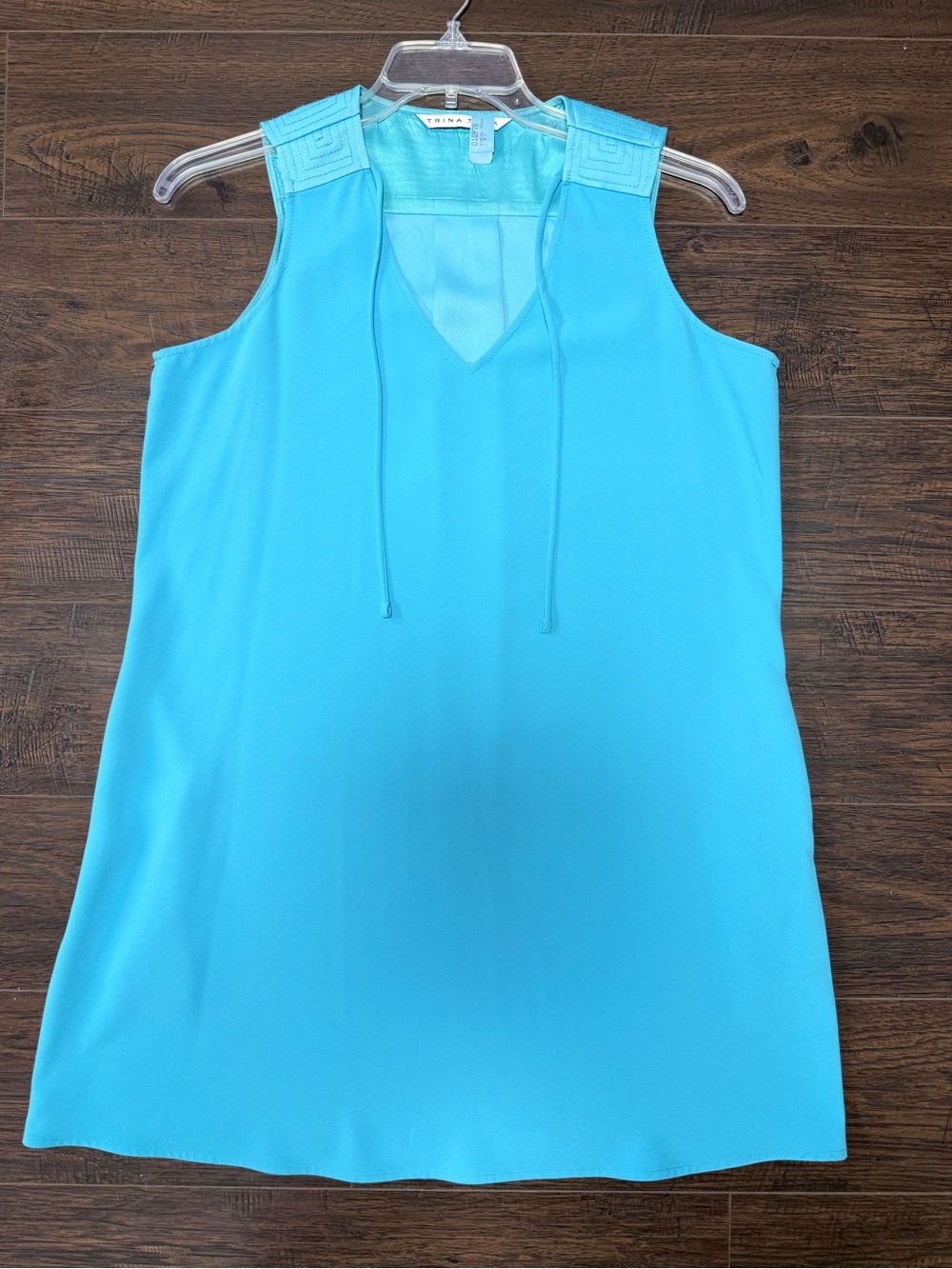 TRINA TURK TURQUOISE SLEEVELESS DRESS WITJ POCKETS